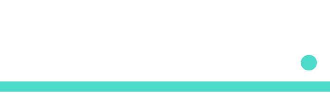 Kodora AI white logo with teal underline on transparent background.
