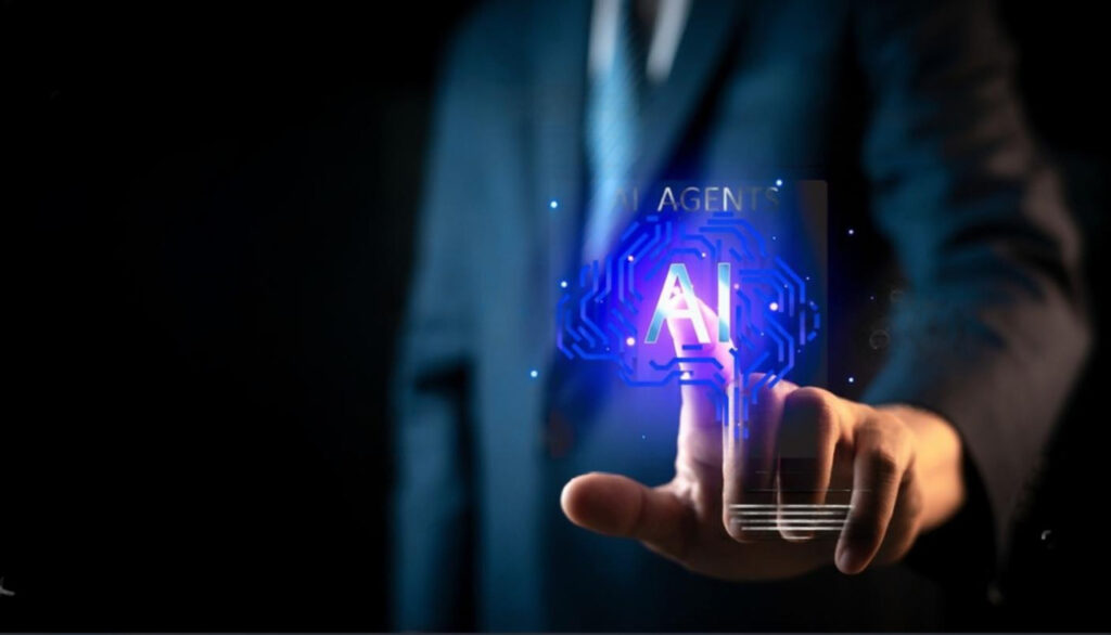 Executive team reviewing an AI agent architecture roadmap in a boardroom